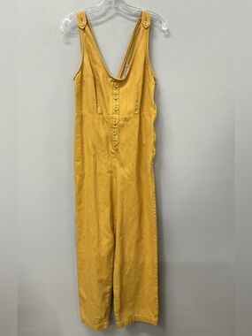 Urban Outfitters Mustard Yellow Button-Front Wide-Leg Jumpsuit